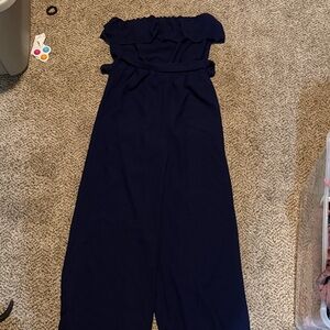 Naked Zebra Off-Shoulder Navy Jumpsuit